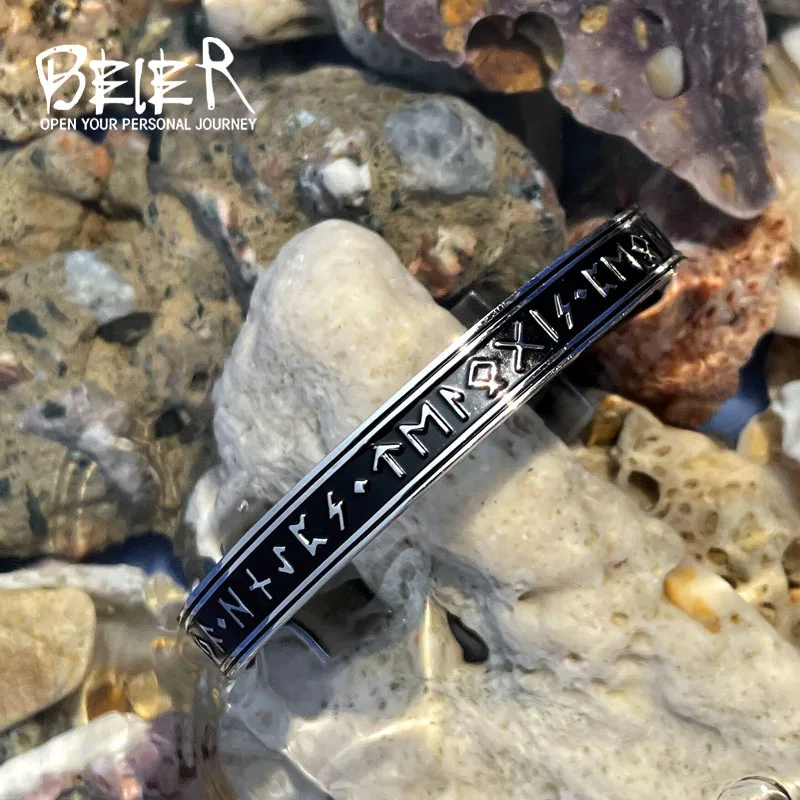 BEIER 2021 Stainless Steel Handmade Nordic Rune Bangle Viking Men Bracelet  Vintage Jewelry Wholesale