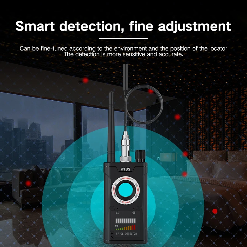 K18S Upgrade RF Signal Hidden Camera Detector Anti Spy Candid Pinhole Micro Cam Scan Magnetic GPS Locator GSM Secret Bug Finder