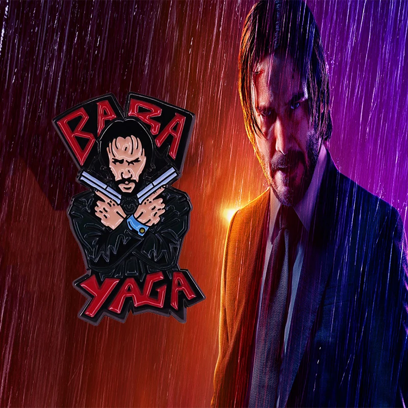 Baba Yaga Pistol John Wick Bill and Ted Brooch Keanu Reeves Enamel lapel pin