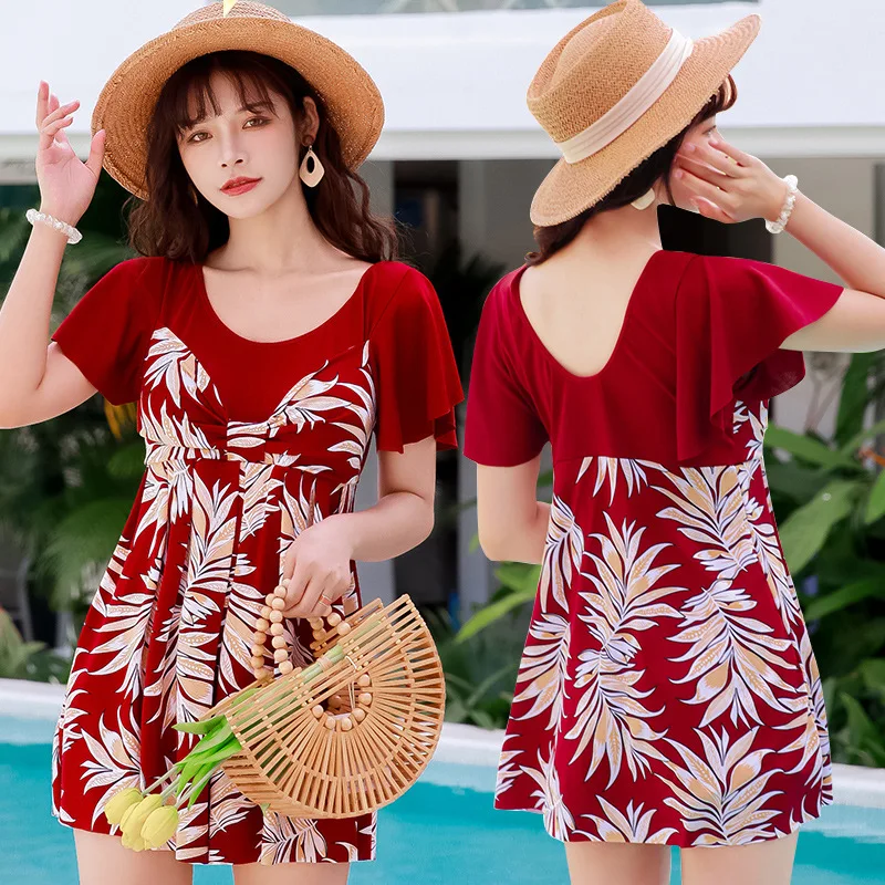 2021 New Print Swimsuit Female Summer Swimwear Women One Piece Suit Monikini Beach Bathing Suit Plus Size Swimskirt