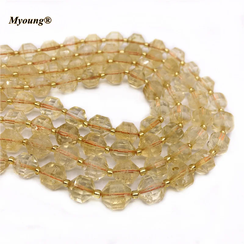 Natural Citrines Loose Stone Beads,Yellow Crystal Quartz Faceted Round Birthstone Beads For Necklace Bracelet Making MY210460