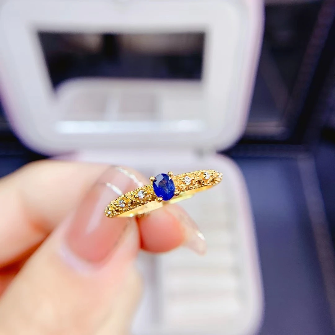 

KJJEAXCMY fine jewelry 925 sterling silver inlaid Natural sapphire Girls exquisite simple Chinese style gem ring support test