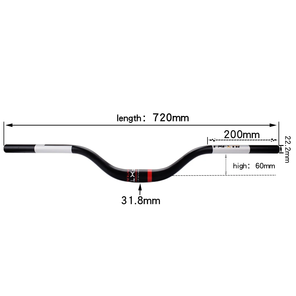 MTB Bicycle Rise Handlebar Bike Swallow-Shaped Handlebar 31.8*720mm Mountain Bike Rise Handle Bar 60mm Rise Bicycle Parts