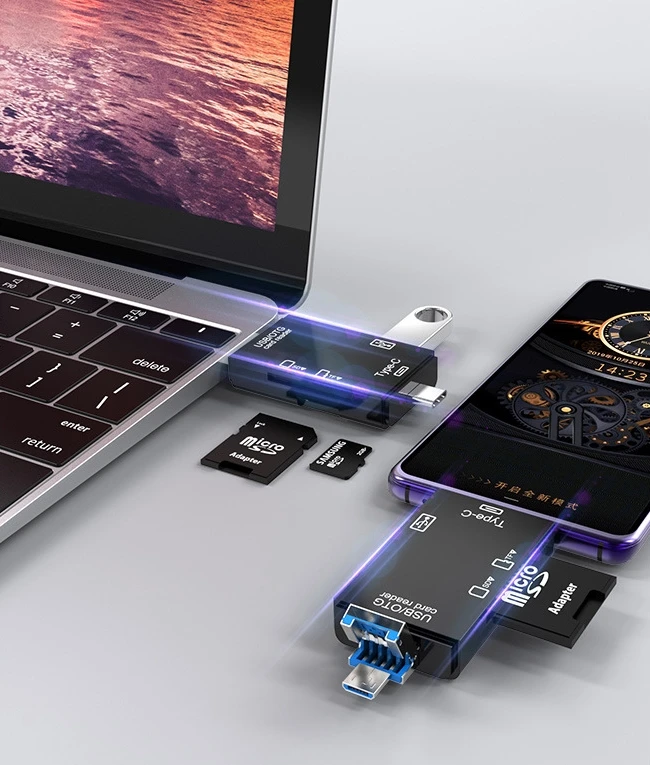Android phone type-c multi-function 2.0 card reader for SD / TF / U disk memory card computer