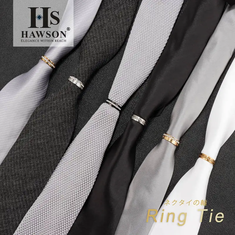 HAWSON Fashion Gold Necktie Ring for Men Metal Jewelry