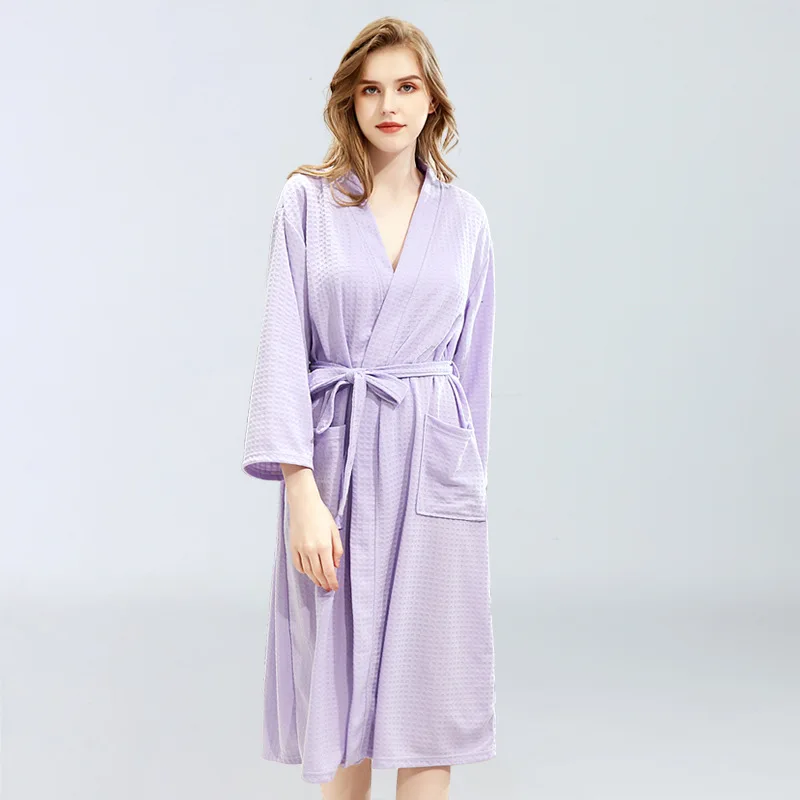 Summer Water Absorption Fashion Towel Bath Robe Women Sexy Kimono Waffle Bathrobe Womens Dressing Gown Female Robes