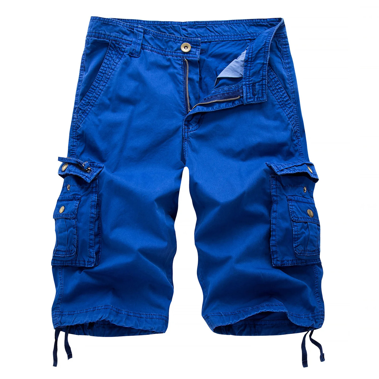 Pantalones cortos militares para hombre, Bermudas informales, holgadas, a la moda, sin cinturón