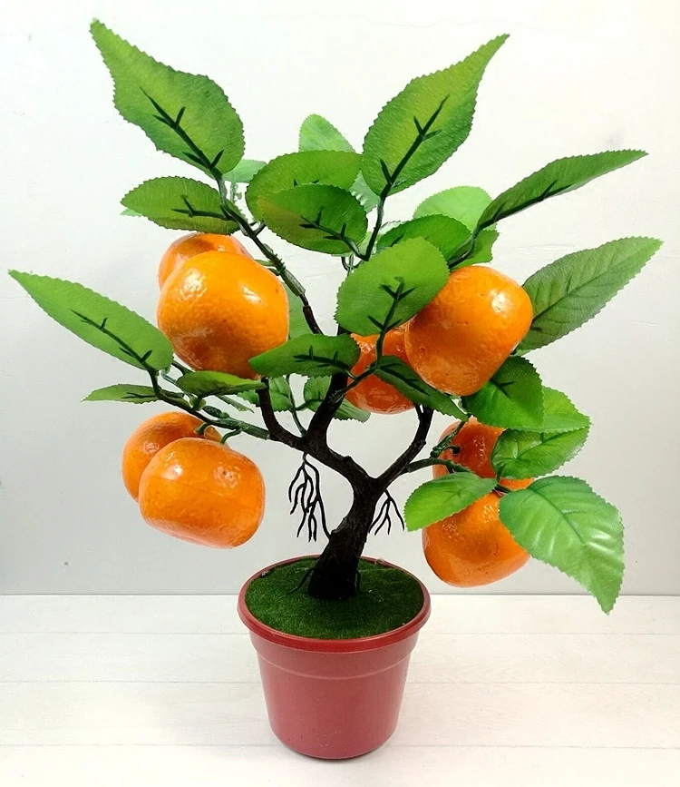 Simulation fruit potted false orange peach apple tree small bonsai plastic false flower indoor living room decorations