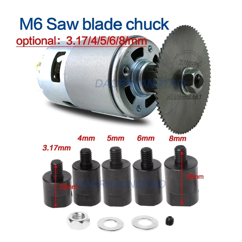 

Saw Blade Chuck M6 Connecting Rod 3.17/ 5/ 6/ 8mm Coupling Chuck Adapter Angle Grinder Spindle Cutting Machine Electric Drill