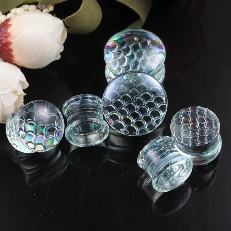 Vankula 2PCS New Product Glass Ear Plugs Cloud Series Glass Plugs Ear Plugs and Tunnel Bright Body Piercing