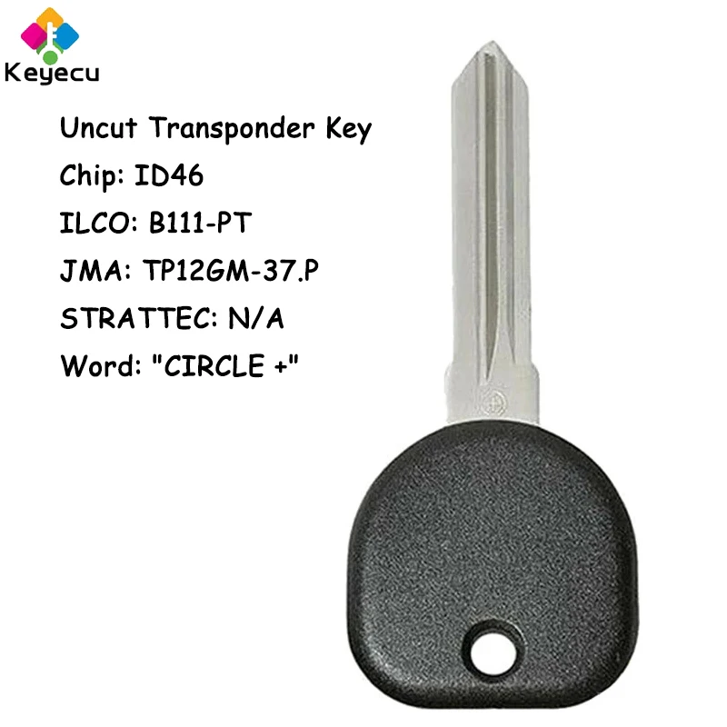 

KEYECU Uncut Iginition Transponder Chip Key Fob GM46 Chip for Chevrolet for Buick for GMC ILCO: B111-PT