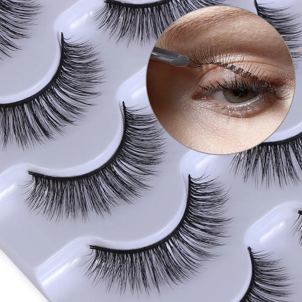 Oogmake-Up Tools Pluizige Meerlagen Piekerige Uitlopende Natuurlijke Lange Valse Wimpers Kriskras Oog Lash Extensie 3d Faux Nerts Haar