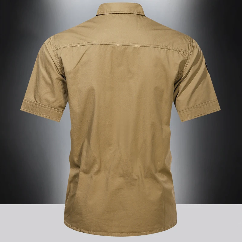 Camisa militar - Casual para hombre, manga corta en algodon puro - imagen 3