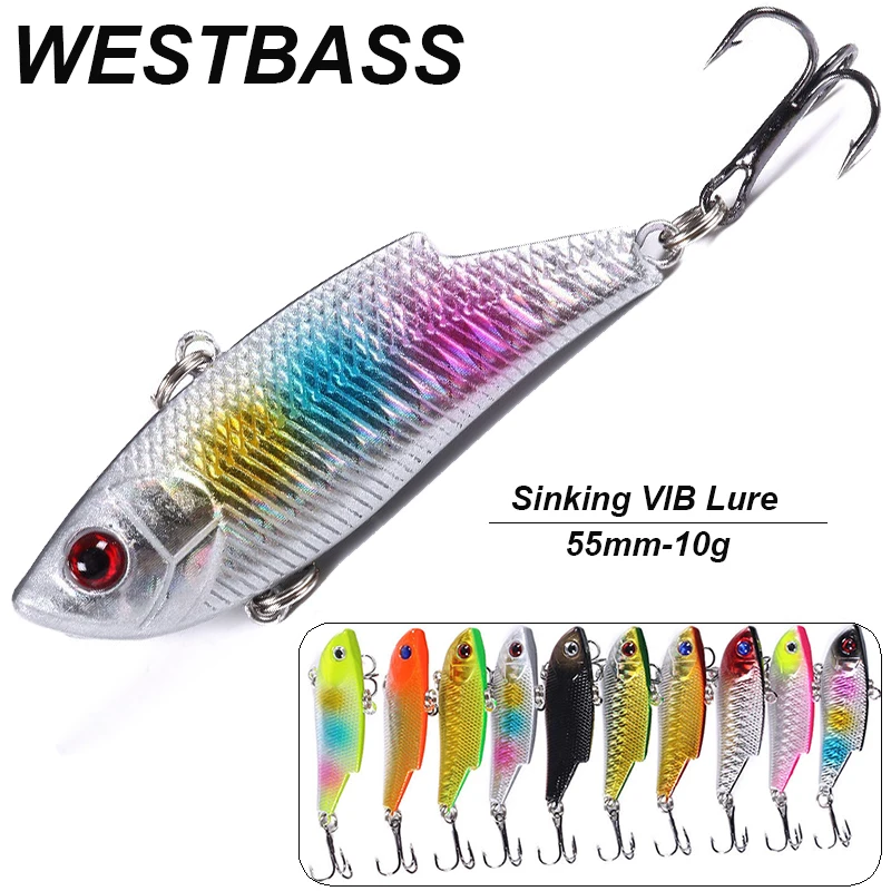 

WESTBASS 1PX Sinking VIB Lure 55mm-10g Trolling Fishing Bait Vibration Hard Wobblers Jerkbait Silent Swimbait Lipless Isca Pesca