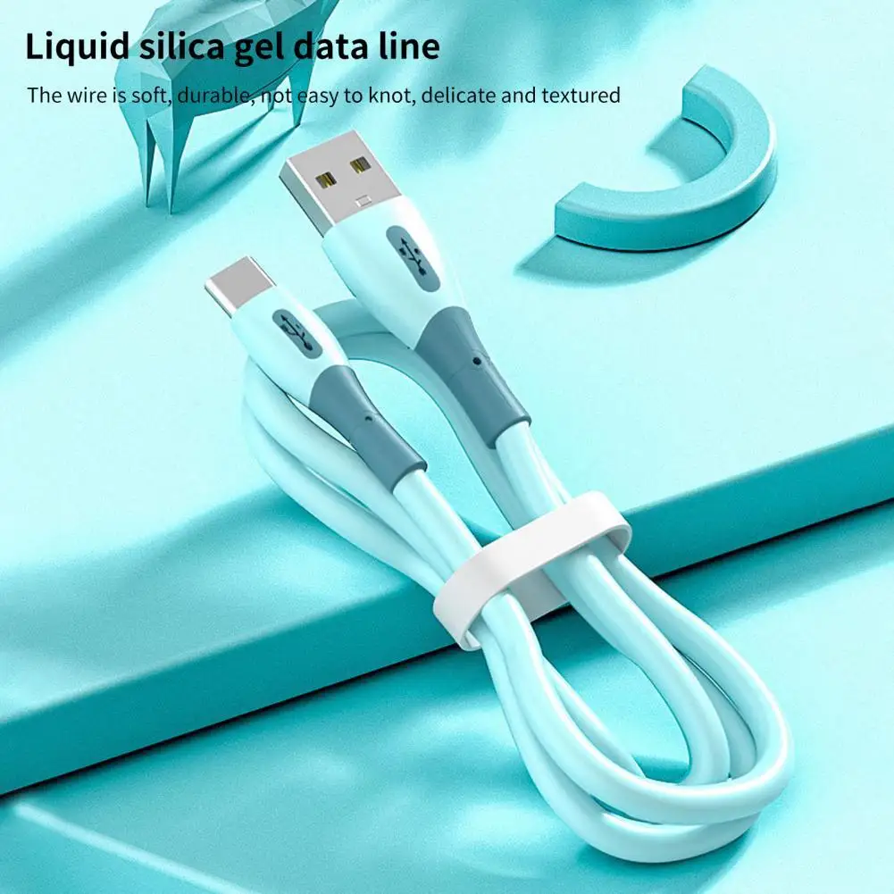 1.2m Charging Cable Anti-winding 3A Fast Charging Silicone for Android/Type-C/for iOS Data USB Wire for Office