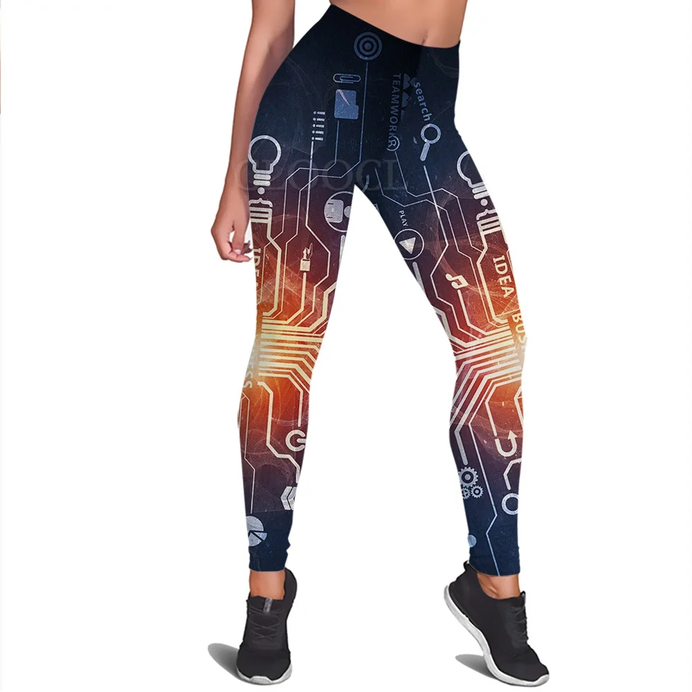 CLOOCL Damen-Leggings, Leiterplatte, 3D-gedruckt, hohe Taille, Elastizität, Legging, weiblich, für den Innenbereich, Push-Up-Trainingshose