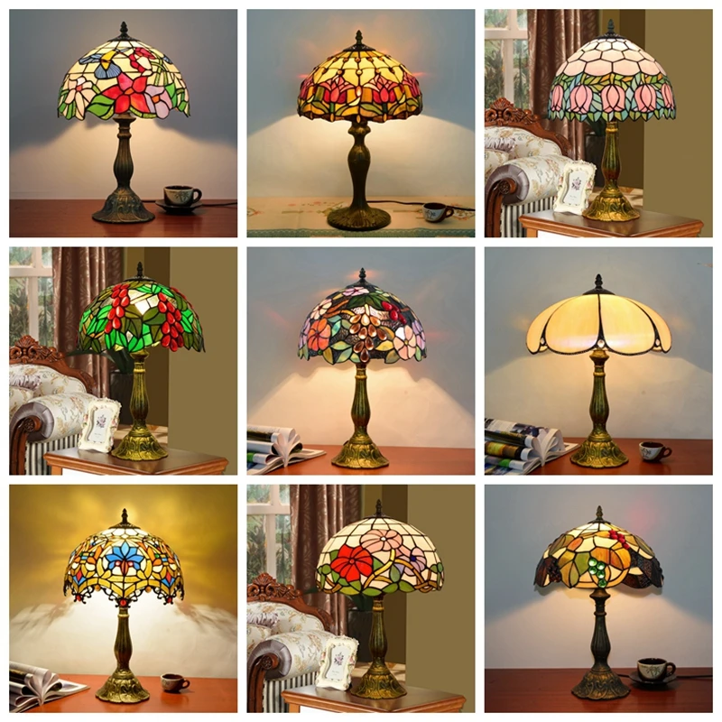 Tiffany Stained Glass Table Lamp Dragonflys Vintage Bedroom Desk Lamp Turkish Mediterranean Table Light Bedside Home Deco Light