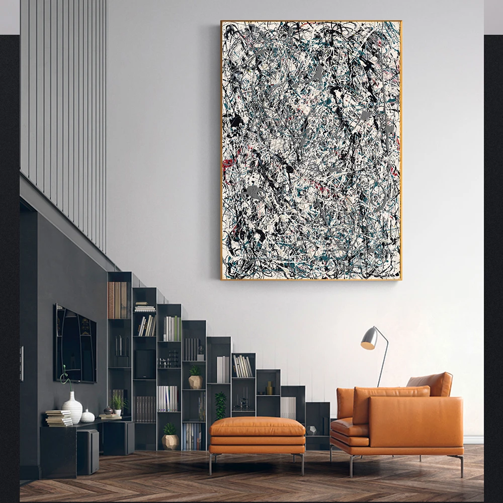 Citon Jackson Pollock《Number-19》Canvas Modern Art Oil Painting World Famous Artwork Poster Picture Wall Decor Home Decoration