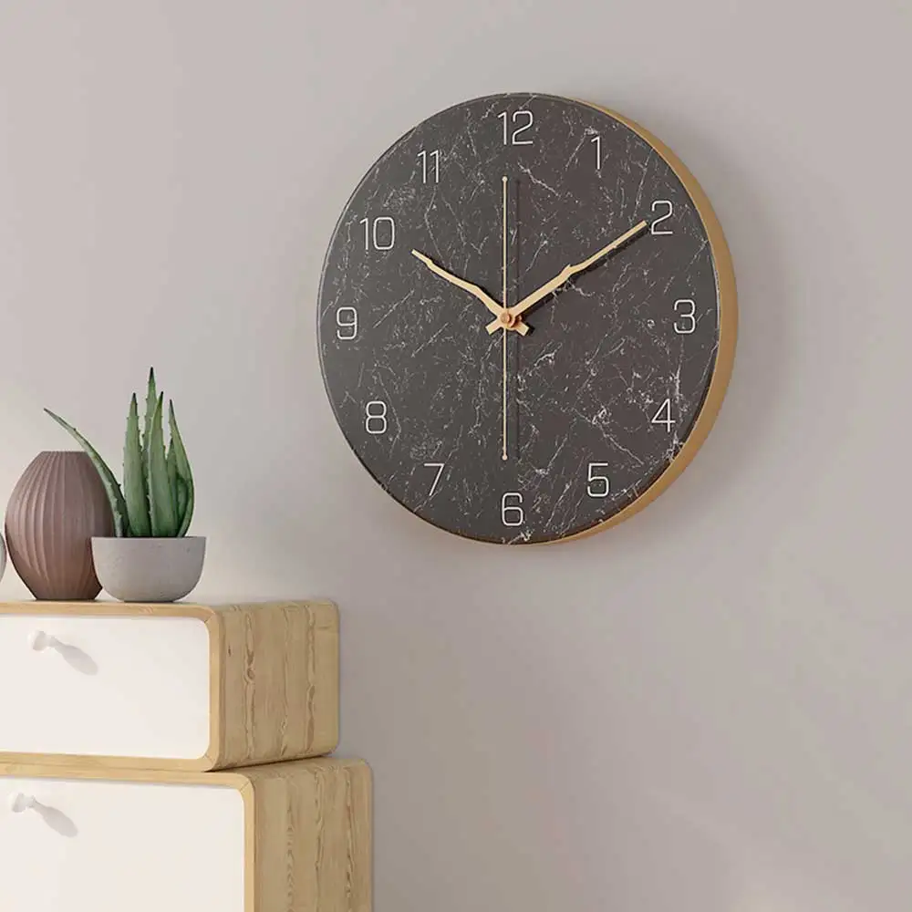 Multi-Color Optional European Imitation Marble Wall Clock Simple Modern Design Quartz Living Room Home Decoration Kitchen Mute