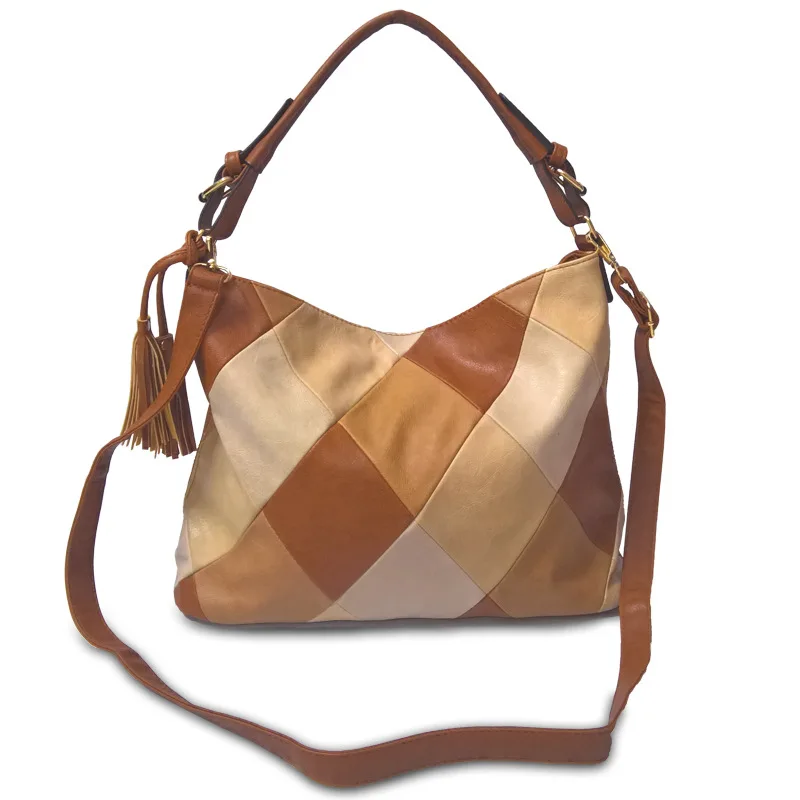 Bolsos de hombro a cuadros para mujer, bandolera de cuero de diseñador de lujo, a la moda, Simple, grande, 2023