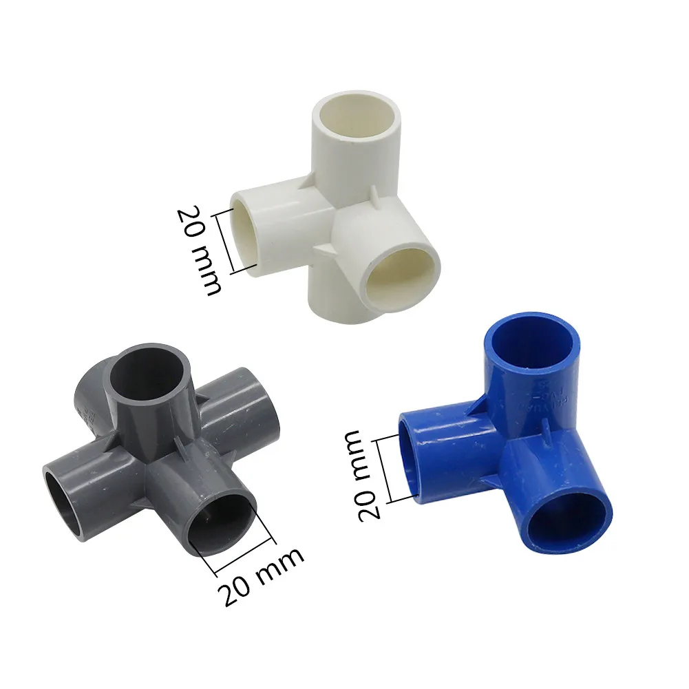 Inside Diameter 20mm 3-Way/4-Way/5-Way Three-Dimensional Pvc Connector Water Supply Pipe Fittings Equal Pipe Garden Connectors