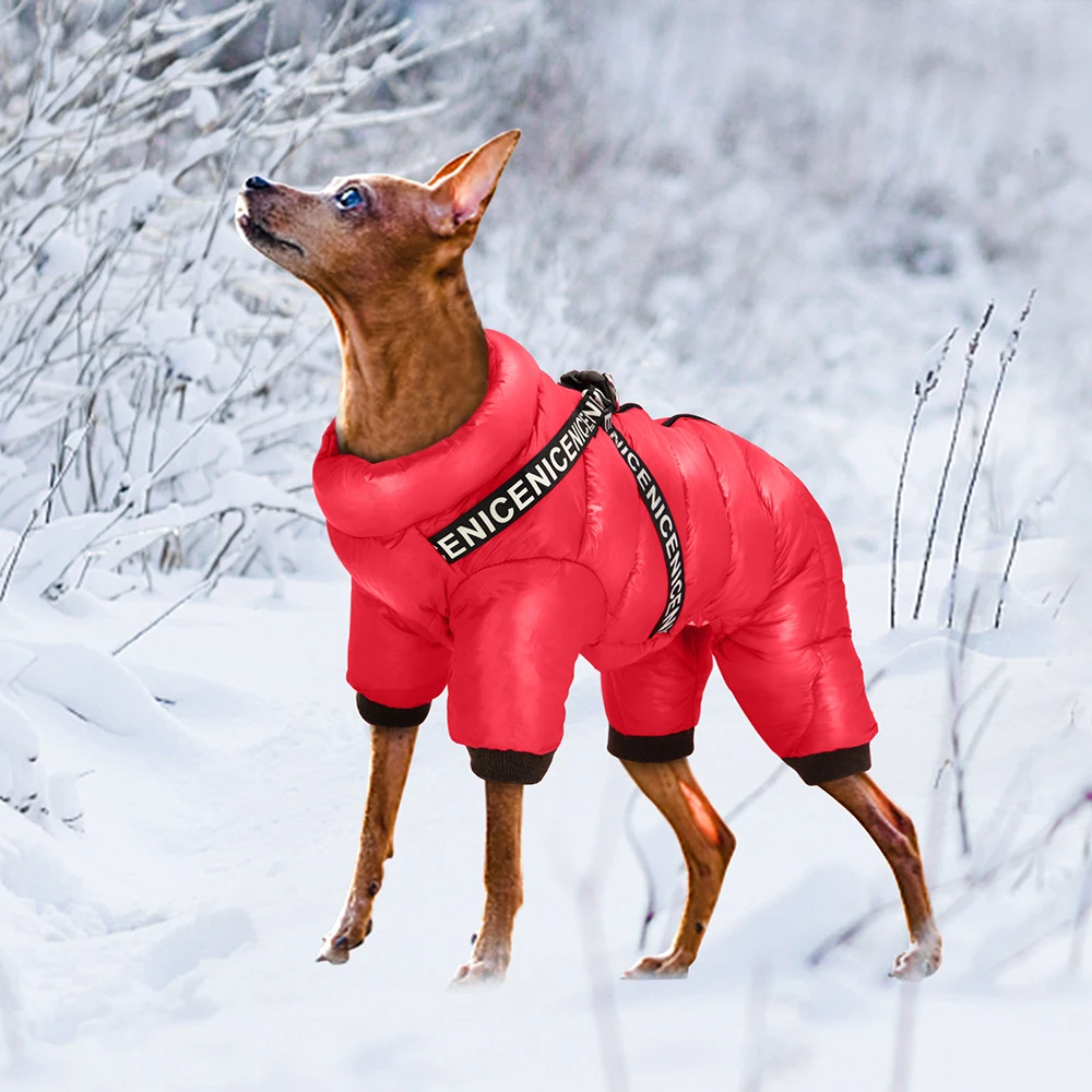 Warme Winter-Hundekleidung mit Geschirr, dicker Baumwoll-Hundemantel, Daunenjacke, Haustierkleidung, Outfit für kleine und mittelgroße Hunde, Chihuahua – Detail 17