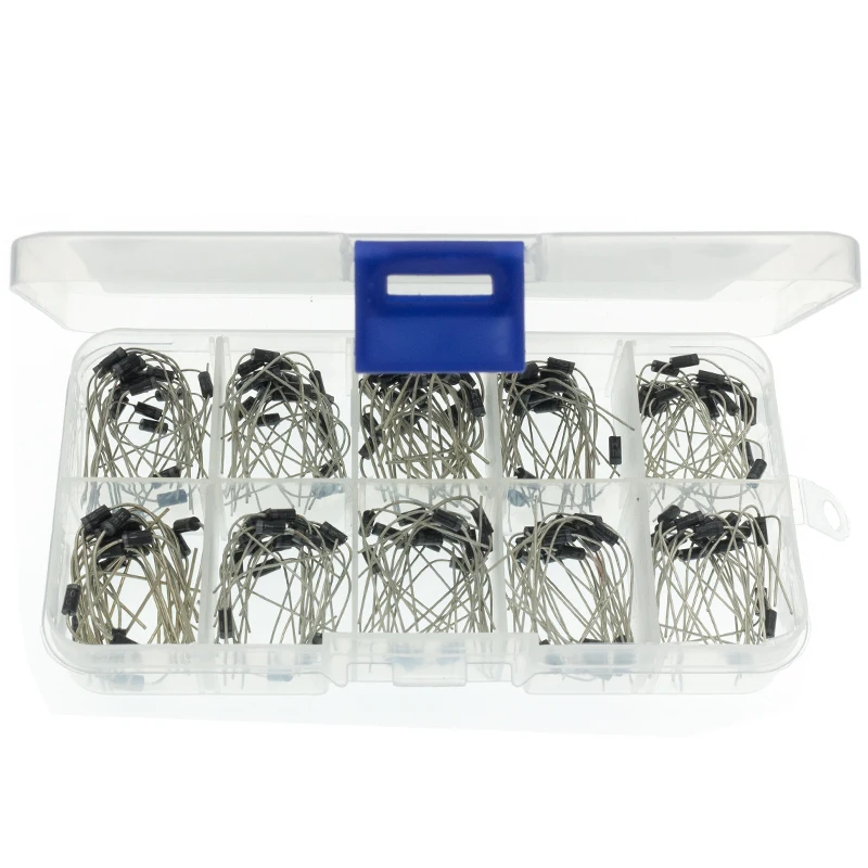 200Pcs 10 Values Rectifier Diode Assorted Kit 1N4001 1N4002 1N4003 1N4004 1N4005 1N4006 1N4007 1N5817 1N5818 1N5819 with Box