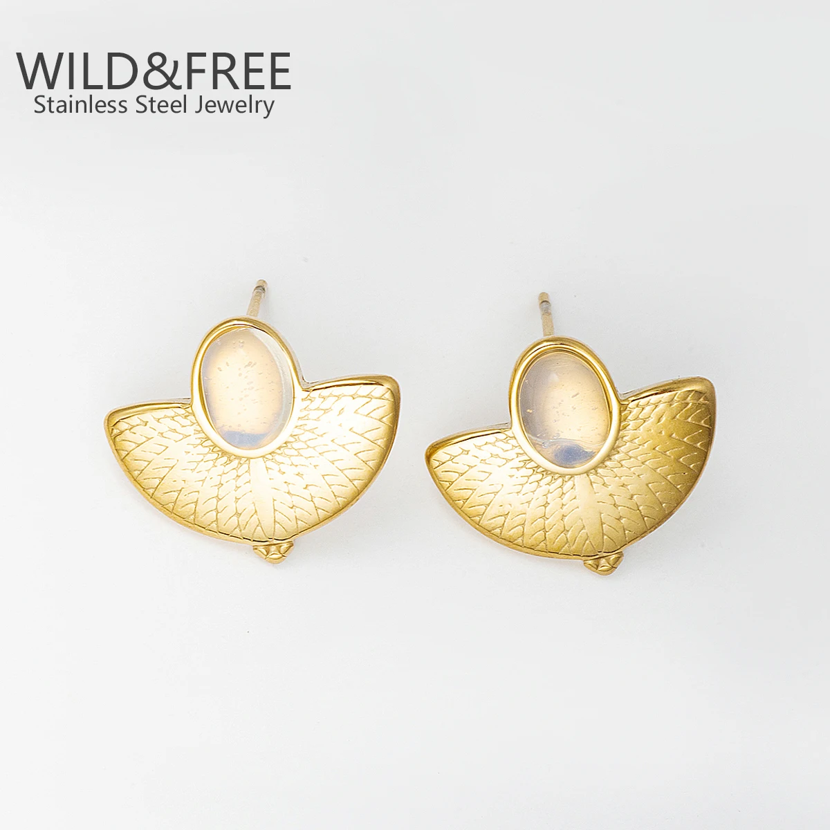 Gold Plated Stainless Steel Earrings Trendy Natural Stone Drop Earrings New Design Metal Geometric Earrings Aros Mujer Gift