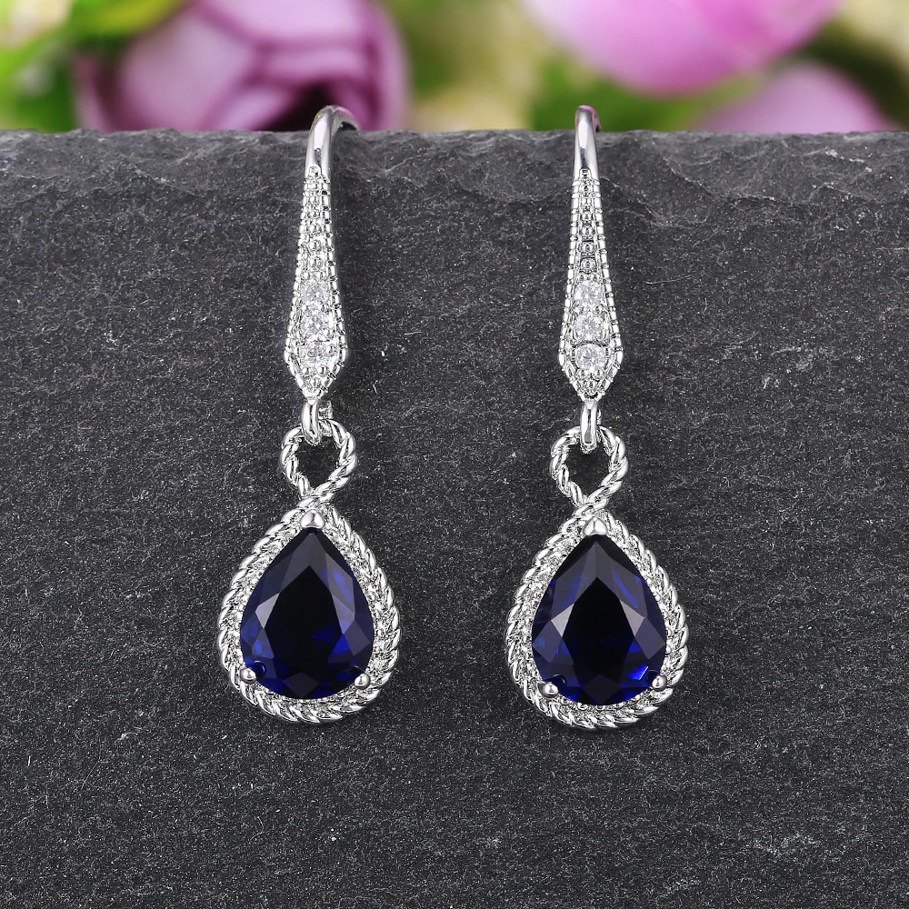 Huitan Elegant Blue Water Drop Shape Dangle Earring for Women Evening Party Delicate Wedding Anniversary Gift for Lover Earrings