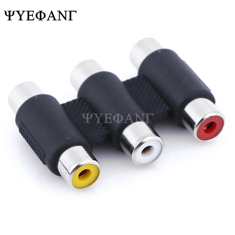 1 Pcs Multi-Functionele Audio Video Connector 3 Rca Av Coupler Mini 3RCA Vrouwelijke Aan Vrouwelijke Adapter Socket Extension converter