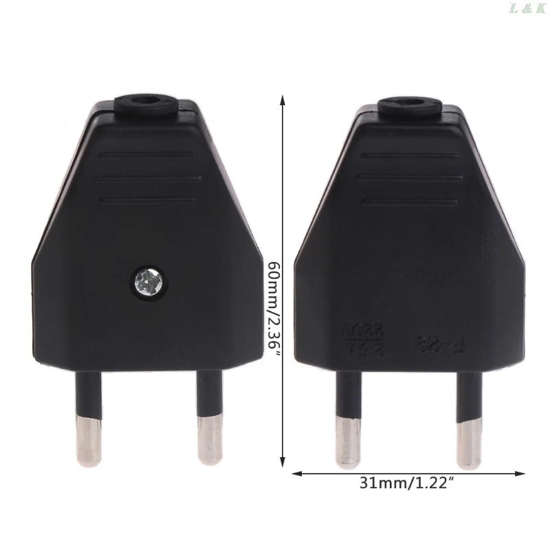 2 Pcs Nuovo Tipo di Tipo Tedesco di Alimentazione Standard Europeo 2 Spille Spine Cavi di Rete 2.5A 220V Contatto Elettrico L29K