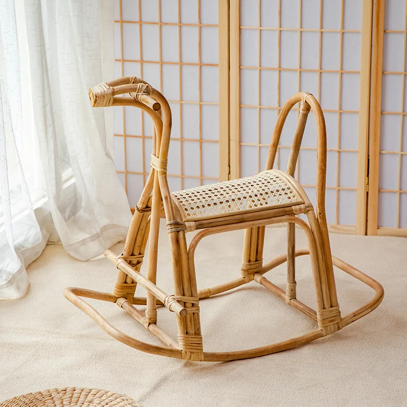 

Vietnam Rattan Small Wooden Horse Decoration Bamboo Children's Rocking Horse Baby Rocking Chair Children Outdoor Toy Decoration