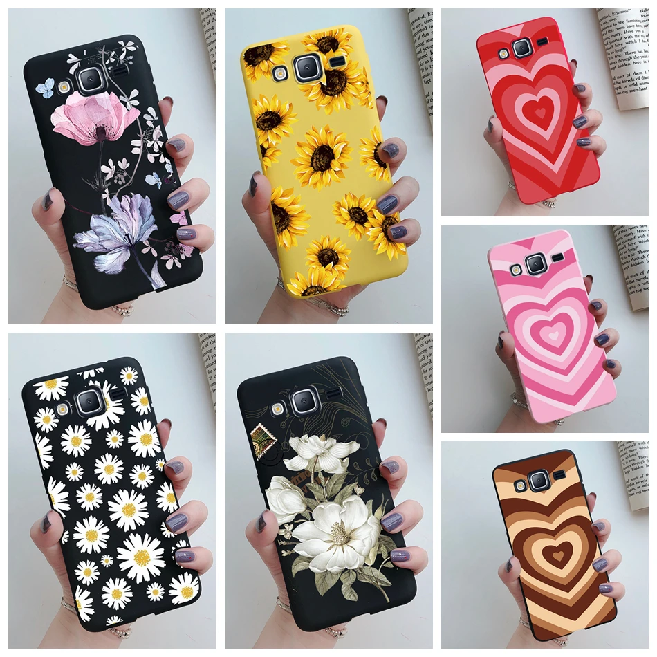 For Samsung Galaxy J3 J5 J7 2015 2016 2017 Case Cover J710F J730F J510F J530F J330F J700 J500F Love Heart Soft Flower Phone Case