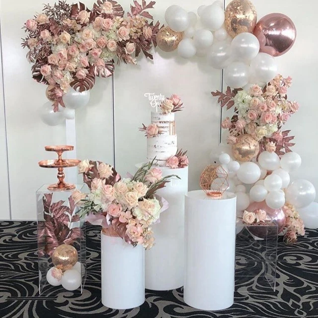 

White wedding pedestal acrylic mental round pillar columns for party wedding decorations flower walkway stand yudao299