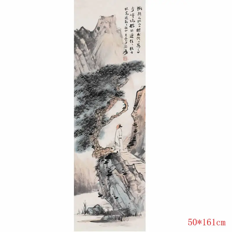 Decorative painting fashion elegant room ancient times masterpiece Zhang Daqian Vertical type Museum replica Silk cloth Rice-pap