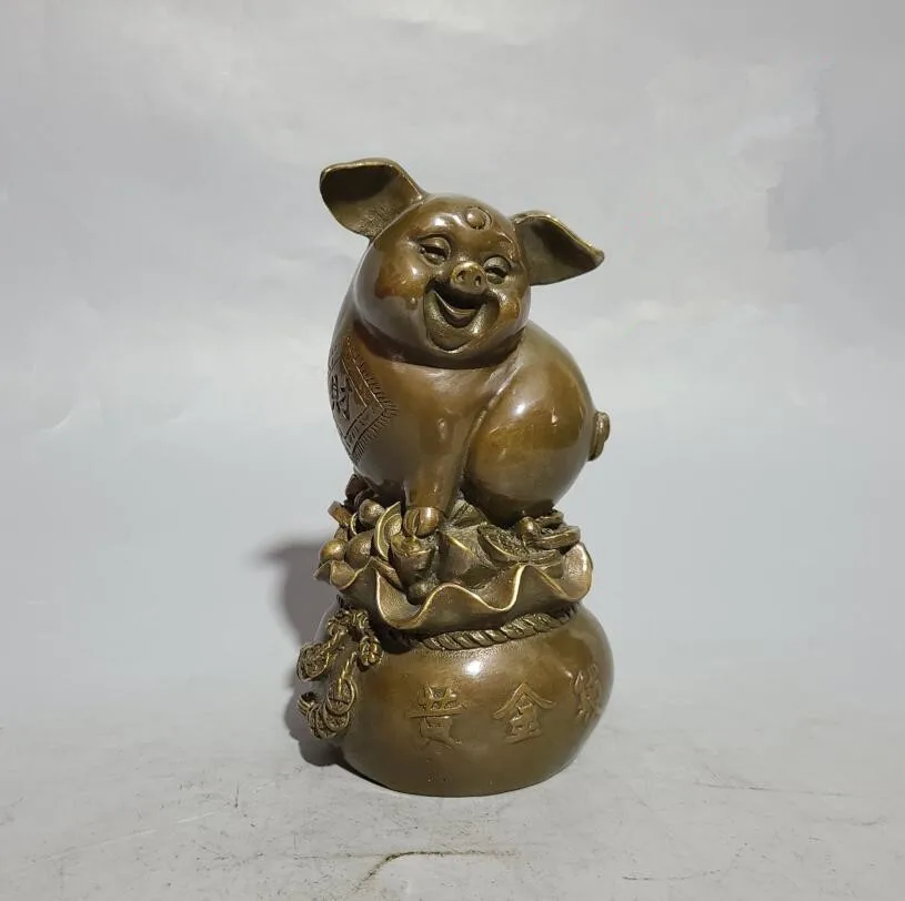 

Archaize brass Money bag pig desktop decoration crafts statue