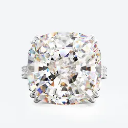 Cushion Cut 10ct Moissanite Diamond Ring 100% Original 925 sterling silver Engagement Wedding band Rings for Women Party Jewelry