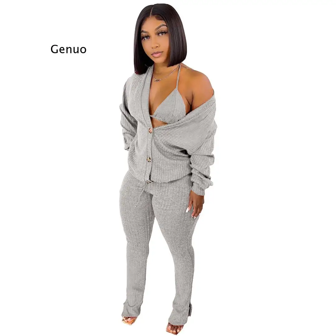 

3 Piece Sets Sexy Lingerie Home Service Lounge Wear Set Women Tracksuits Fleece Pyjamas Female Nightwear New Cardigan Sleepwear