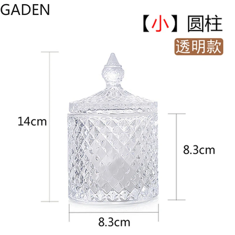 European Style Crystal Glass Storage Jar Multicolor Glass Decoration Storage Box with Lid Cotton Swab Box Desktop Decoration