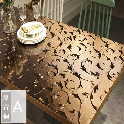 Bronze and Space Gray PVC table cloth 1.0mm Restaurant Kitchen Table Mat Coffee Table Covers Square Tablecloth for dining table