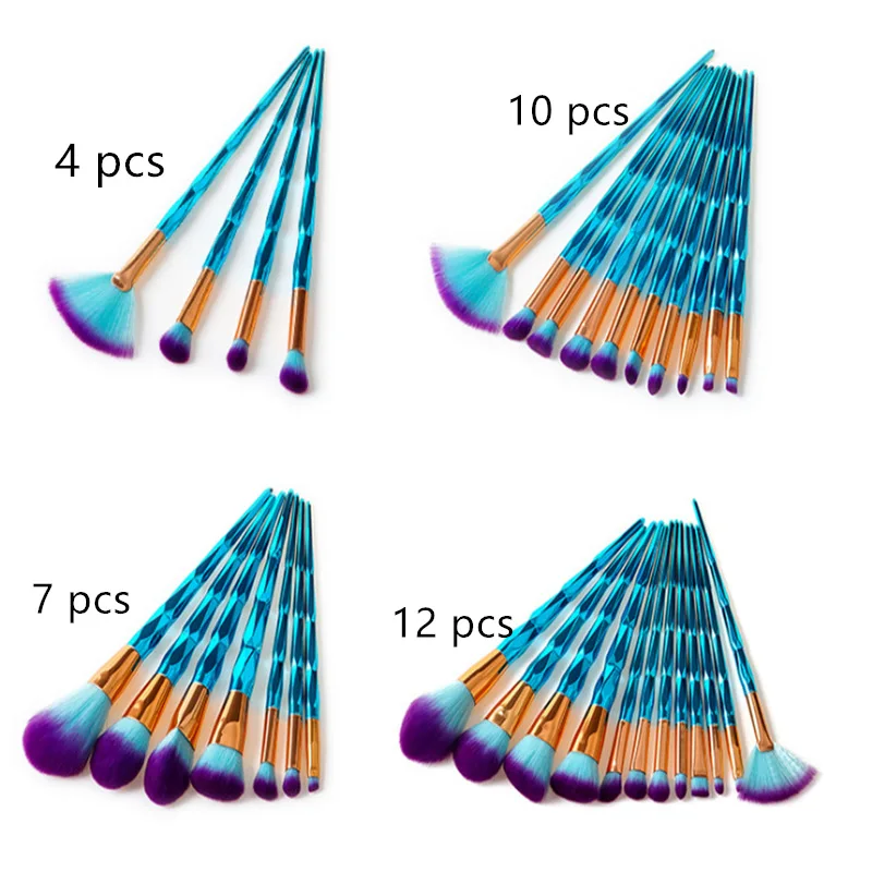 4/7/10Pcs 다이아몬드 메이크업 브러쉬 세트 파운데이션 파우더 아이 섀도우 컨투어 컨실러 블러쉬 화장품 메이크업 도구 Dropshipping