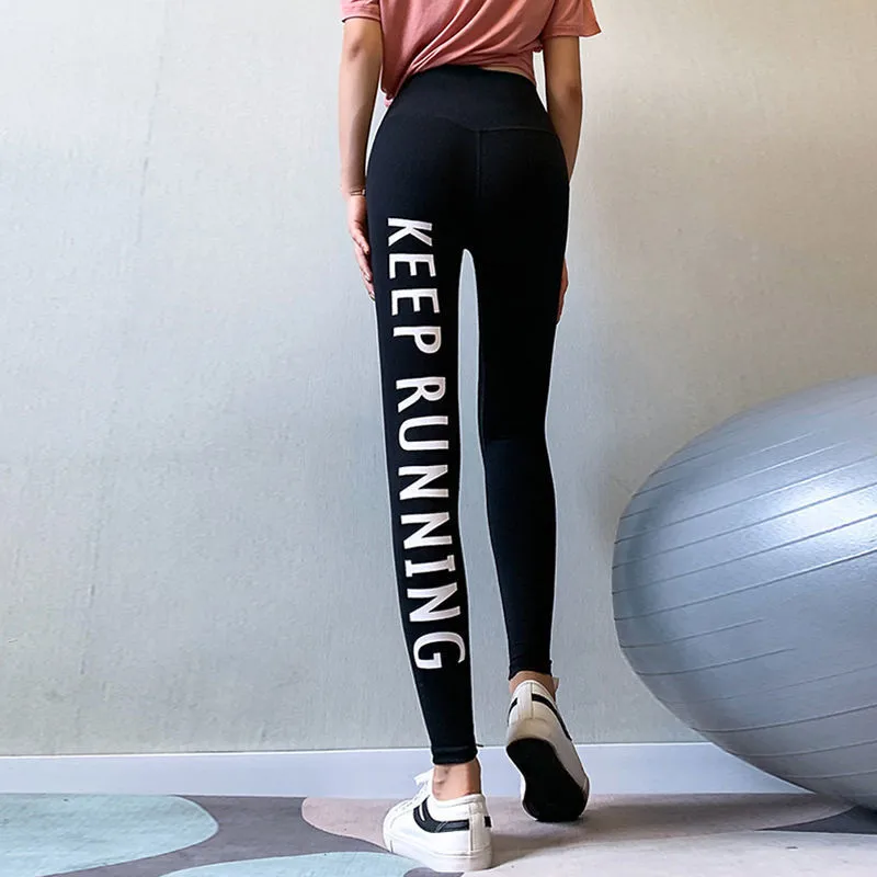 Leggings Fitness a vita alta pantaloni sportivi pantaloni da donna collant elasticizzati Fitness slim Running Leggings fianchi pesca ad asciugatura