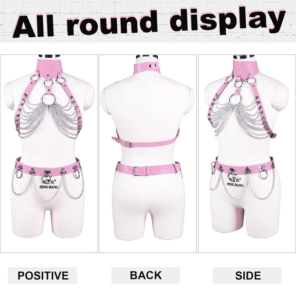 

Harajuku Sexy Lingerie Set 2pc Harness Belt Metal Chain Accessories Women's Belt Punk Goth Sword Belt Dance Rave Costume Garters