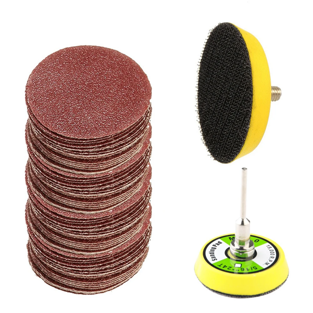 2 Cal 50mm hak i pętla stopa szlifierska 3mm cholewka z 60 sztuk 100/240/600/800/1000/2000 Grit flokowanie papier ścierny zestaw