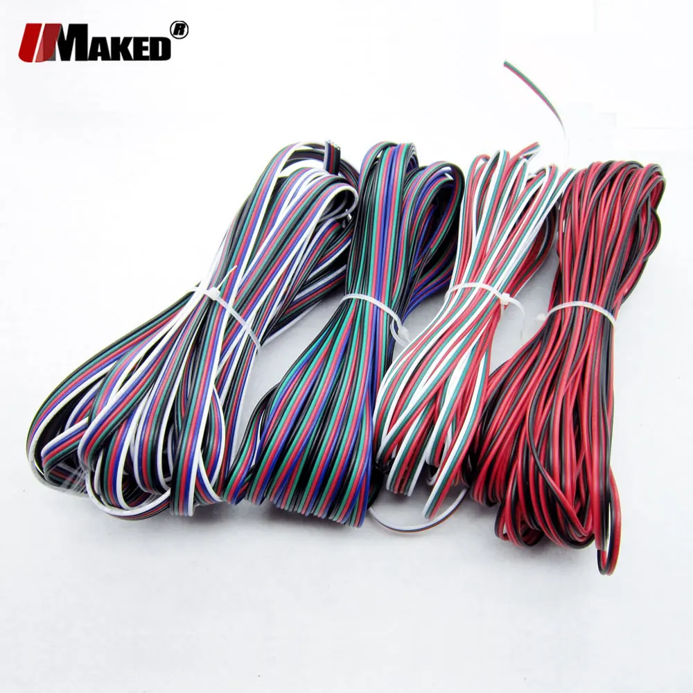 20m 22AWG LED Cable 2P 3P 4P 5P Tinned Copper PVC insulated Electrical wire RGB RGBW for 5050 5730 8520 Light Stirp Power Supply