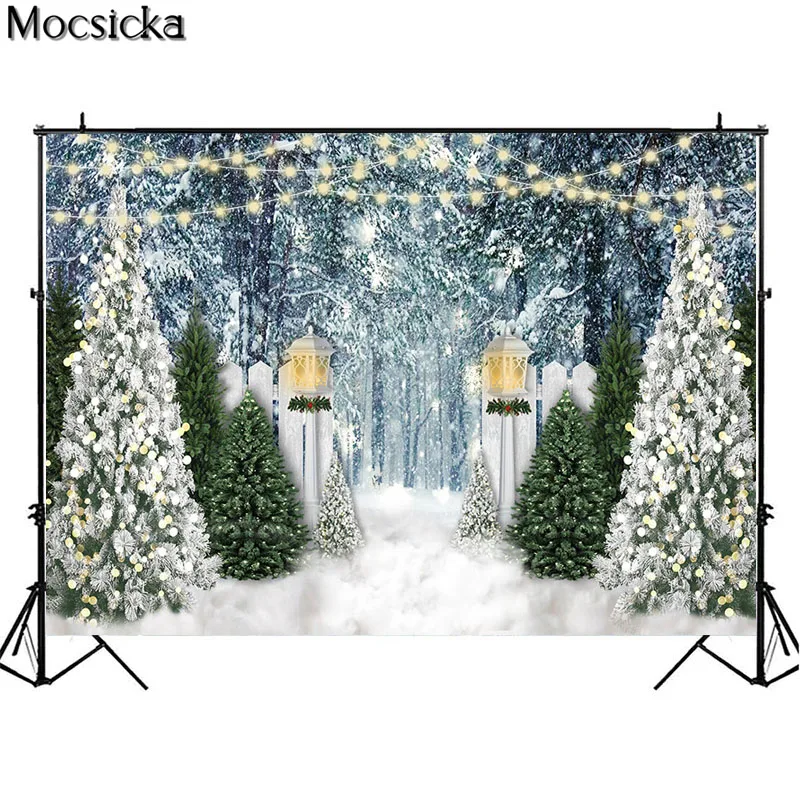 الشتاء الثلوج التصوير خلفية شجرة عيد الميلاد سنوفيلد خلفية صندوق خشبي ديكور الدعائم عيد ميلاد الطفل صورة استوديو الصور