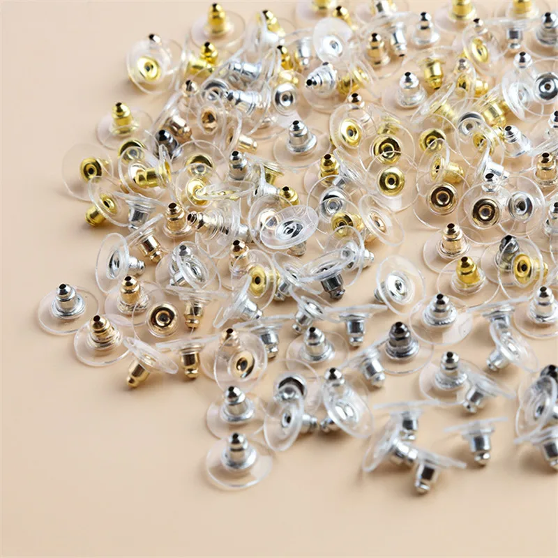 1PACK/5000PCS Metal Plastic Earring Back Stopper Clasp Back Jewelry Accessories Transparent Clear Alloy Ear Stud Nuts P102