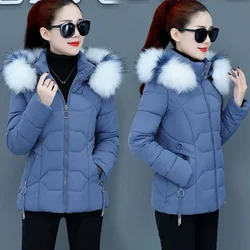 2022 New Winter Jacket Women Parkas Faux Fur Collar Hooded Jacket Female Down Cotton Jacket Parka Outwear Ladies Overcoat P955