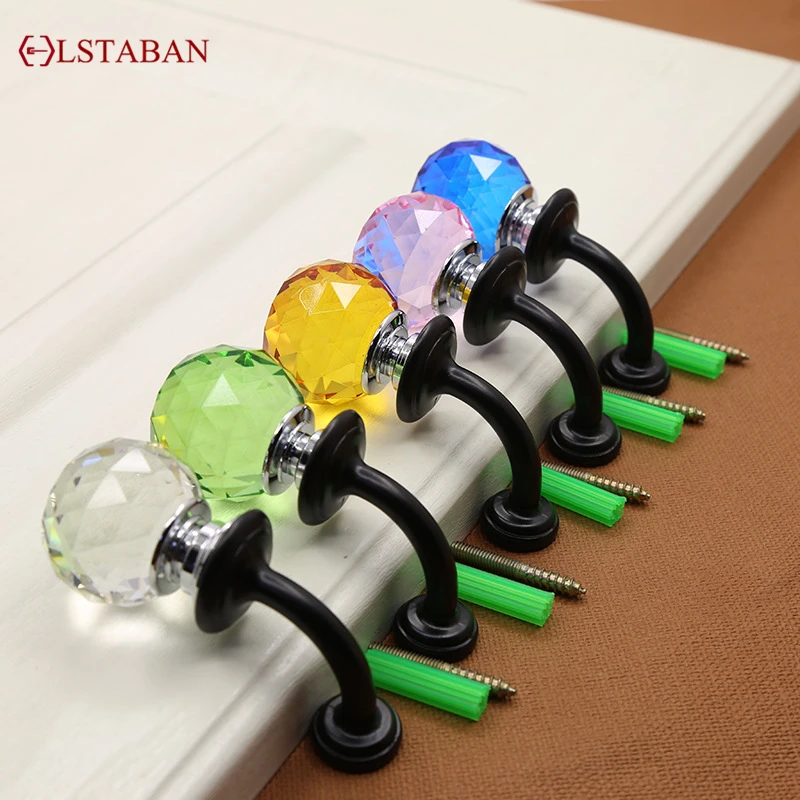 LSTABAN Modern Simple Zinc Alloy Creative Antique Color Bathroom Cloakroom Ball Crystal Single Hole Coat Hook