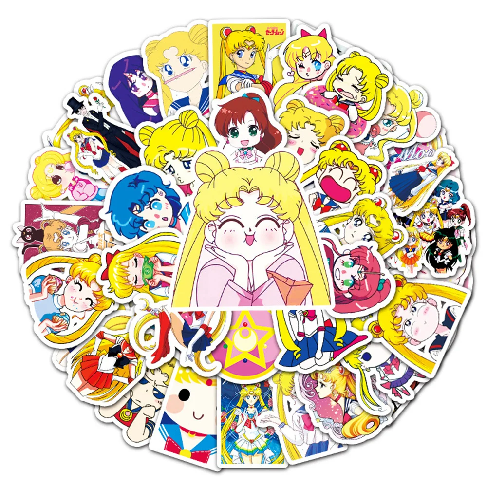 10/30/50PCS/ Moon Sailor Moon Doodle Laptop Guitar Motorcycle Luggage Skateboard Bike Waterproof Sticker Wholesale